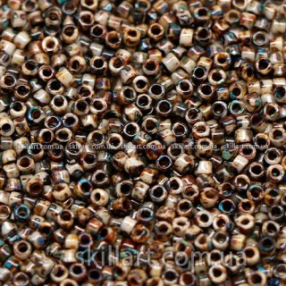 Бисер DB-2267 Miyuki Delica Beads 11/0 (непрозрачный, покрытие пикассо, микс коричневый темный)
